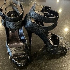 Charles by Charles David Womens Black Leather High Heel Strappy Sandals Size 5.5